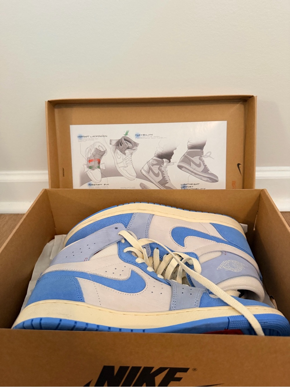 Nike Air Jordan 1 Sneakers in Light Blue, Grey, and White